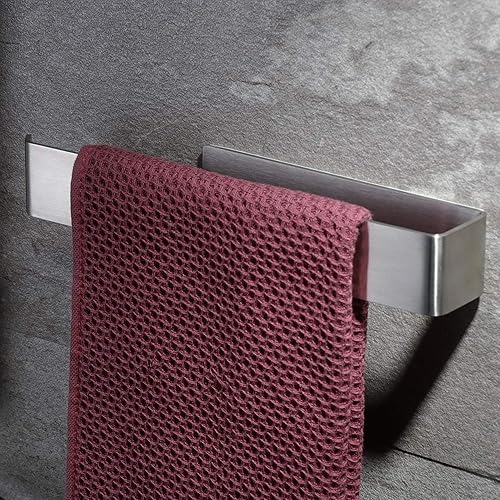 Porte-serviettes de salle de bain sans perçage, acier inoxydable 304, porte-serviettes adhésif noir mat, 26 cm - Nail Gallerys