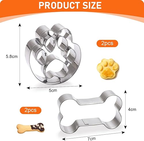 GIDWRIY 4 Pièces Emporte Pièces en Forme de Chien,Emporte Piece Gateau Inox,Emporte Pieces Patisserie Chien,Emporte Piece Moule Biscuit pour Chien,Emportes Piece Patte de Chien,Cookie Cutter Dog - Nail Gallerys