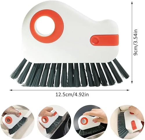 Brosses de Nettoyage 2 en 1, 1Pcs Brosse de Nettoyage Multifonction avec Poils Durs et Grattoir Caché pour Rails de Porte Coulissante(Orange) - Nail Gallerys