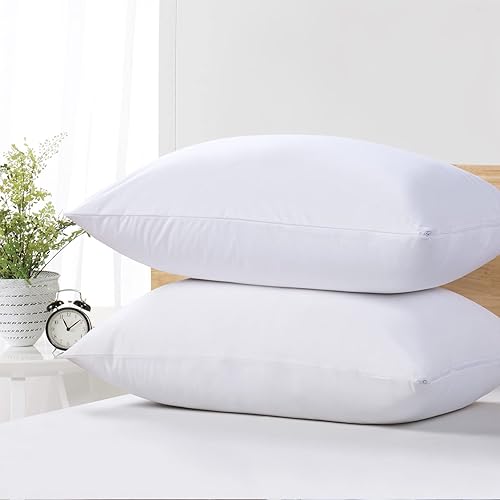 LEEWEITAS Protège Oreiller Imperméable Lot De 2, Taille Standard 40x60 cm Zip Taie d'oreiller, Taie Oreiller avec Membrane Respirante - Nail Gallerys