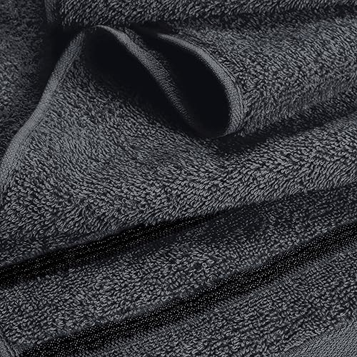 MyOwn Lot de 4 serviettes en coton ultra doux comprenant 2 serviettes de bain 70 x 140 cm, 2 serviettes 50 x 90 cm, pour un usage quotidien, compact et léger, gris charbon de bois - Nail Gallerys