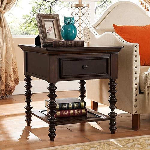 FUFU Tables Basse en Bois Massif Table d'appoint avec tiroir de Style européen Salon Côté Table guéridon café téléphone Table de Chevet Table - Nail Gallerys