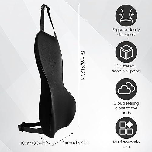VGECEE Coussin Lombaire Voiture Ergonomique, Oreiller de Soutien Lombaire Anti-déformation, Support Dorsal en Mousse à Mémoire de Forme pour Siège de Voiture, pour Chaise de Bureau Automobile - Nail Gallerys
