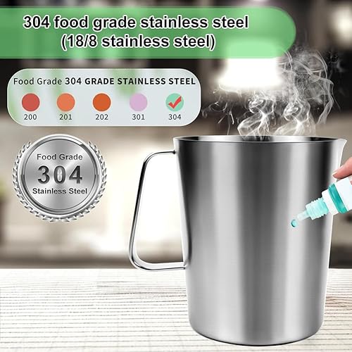 Luobannm Pichet Doseur 1 L en Acier Inoxydable, Verre Doseur en Métal avec Poignée, Graduation en Onces et en ML, Lavable au Lave-Vaisselle, Pot à Lait. - Nail Gallerys