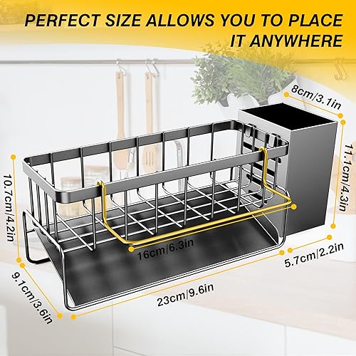 DBPBToU Rangement et Organisation de Cuisine, Porte Eponge Evier Cuisine Inoxydable, Organisateur Cuisine avec Support pour Brosse, Organisateur Evier Cuisine (Argenté) - Nail Gallerys