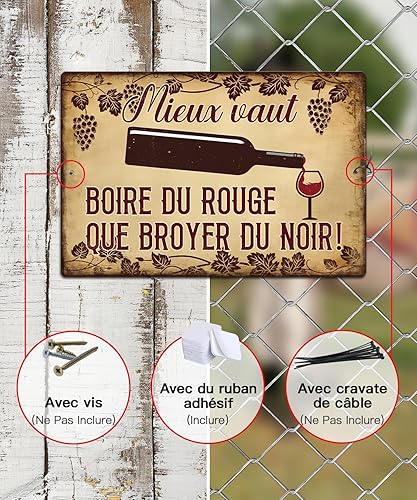Putuo Decor Plaque Murale Vin Rouge - Panneau Métallique Rétro 30x20 cm - Décoration Cave à Vin ou Cuisine - Nail Gallerys
