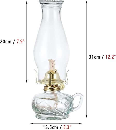 DEFORMER Lampe à Kérosène en verre transparent Lampe à Pétrole Rétro Intérieur Extérieur Pour décoration de chambre, mariage (31 cm / 12,2 pouces) - Nail Gallerys