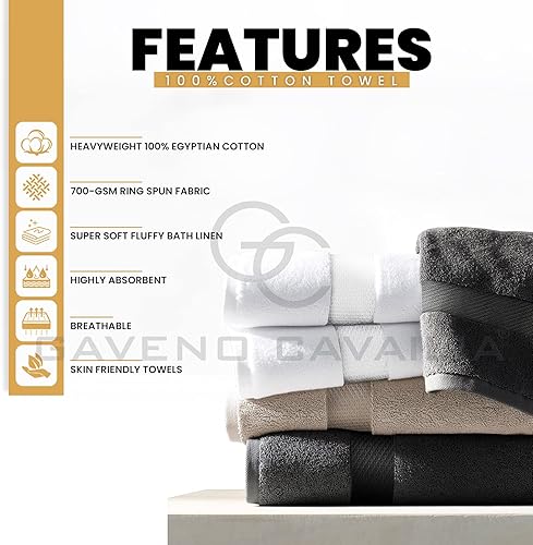 GC GAVENO CAVAILIA Lot de 4 Serviettes 100% Coton filé à l'anneau, 700 g/m² de qualité supérieure, Extra absorbantes, Chameau, 50 x 85 cm - Nail Gallerys