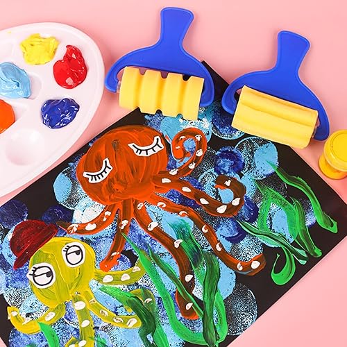 47 Pièces Kit Pinceaux Peinture Enfant éponge Bricolage d'art Et D'artisanat avec Tablier Imperméable Pinceau d'art - Nail Gallerys