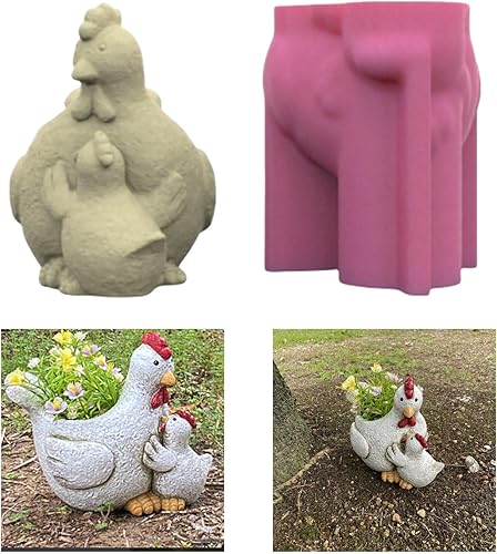 Moule en silicone en forme de poule - Moule flexible pour pot de fleurs - Convient pour la fabrication de pots de fleurs - Nail Gallerys
