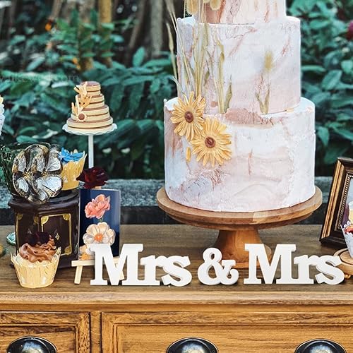 Mrs & Mrs Sign,Mrs and Mrs Lettres en Bois Signe Cadeau de Décoration de Table de Mariage Gay pour les Couples Gays - Nail Gallerys