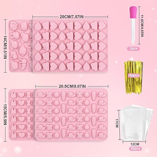 4pcs Moule Bonbon Silicone, Moule en Gelée Plateau Sans BPA, Moules à Bonbons Gommeux, Mini Moules à Forme de Animaux Anti-adhérents avec 2 Compte Gouttes pour Chocolat Pudding Gelée - Nail Gallerys