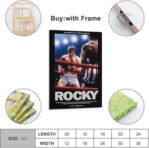 AYERWAENN Affiches Rocky sur toile - Impression murale vintage - Décoration pour salon, chambre à coucher - 30 x 45 cm - Style sans cadre - Nail Gallerys