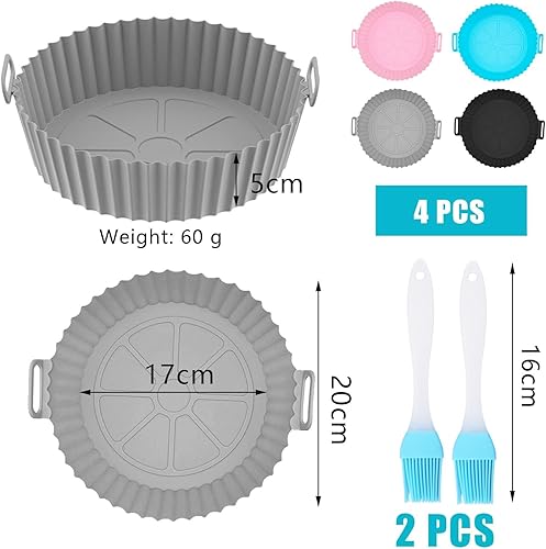 4 Pièces Moule Silicone Air Fryer 20x17x5cm Silicone Air Fryer Accessoire avec 2 Pinceaux, Réutilisable Panier Moule pour Friteuse à Air pour Friteuse Air, Micro-ondes, Four - Nail Gallerys
