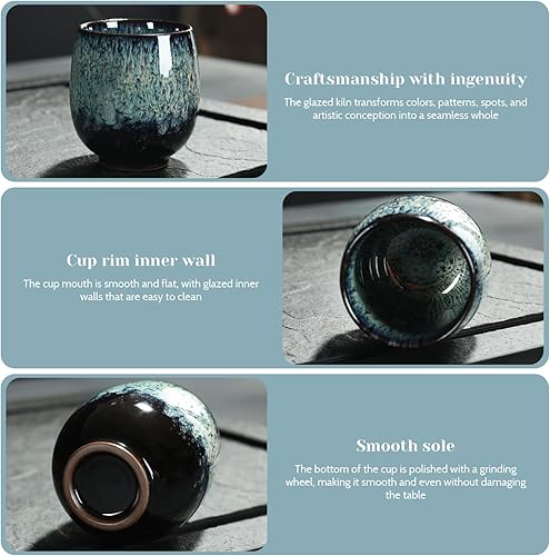 KYEQATY Tasse de thé Chinois Ensemble 2 pcs en céramique à la Chaleur Tasses de thé Chinois sans Manche Tasses à thé japonaises Petites Tasse d'allumettes pour Le thé à thé Bois 150 ML - Nail Gallerys