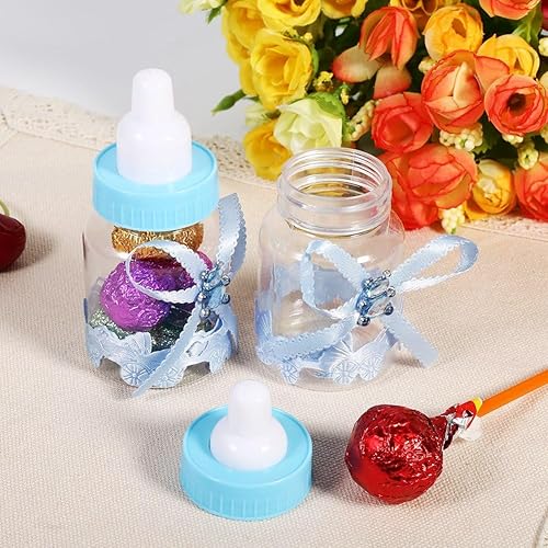 50Pcs Bonbons Bouteille Baby Shower, 2 Couleurs Bonbons Chocolat Bouteilles Boîte Baby Shower Party Favors Cadeaux Décorations avec Ours pour Fille Bébé Fête D'anniversaire Décoration(Bleu) - Nail Gallerys