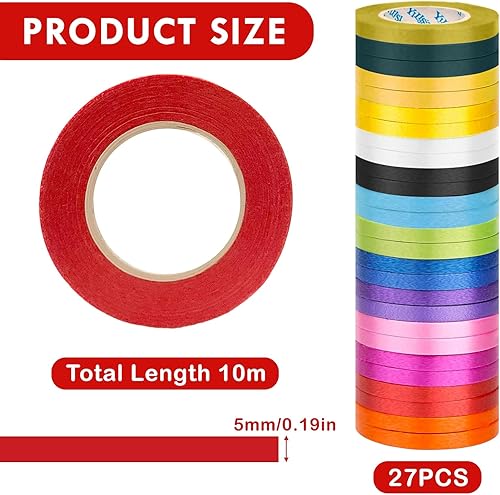 27 Rouleaux De Couleur, 10M/5MM Plastique Satin, 14 Couleur Cadeau, De Soie, Satinée Pour Emballage Cadeau Bouquets De Fleurs Ballons Mariage - Nail Gallerys