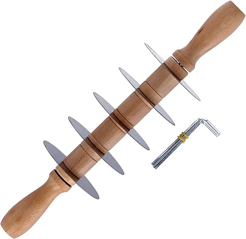 Tagliapasta Rouleau réglable | Taille feuilletée professionnelle avec 5 lames lisses en acier inoxydable et entretoises - Nail Gallerys