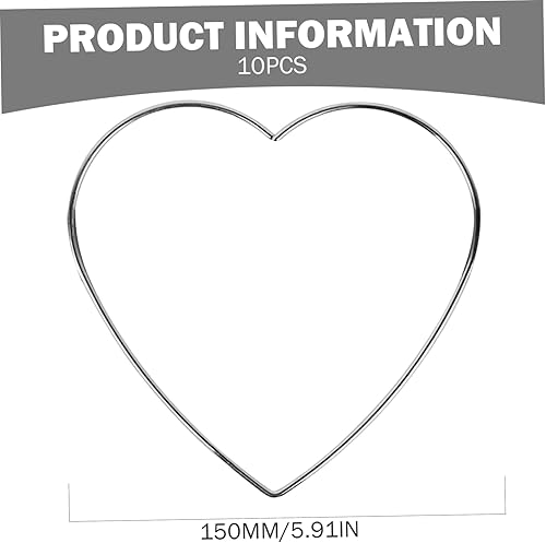 Muzrunq Rougeurs de Receveur de rêve, 10pcs 6 Pouces Bricolage Coeur Mignon Coeur en métal pour Artisanat, couronnes Macrame, Cerceau Floral pour capteurs rêve, Couronne Mariage - Nail Gallerys