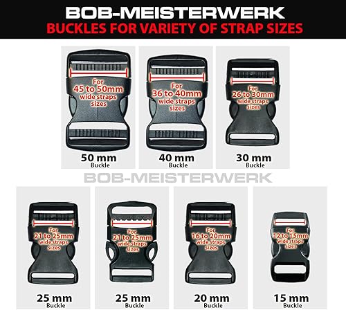 BOB-MEISTERWERK Boucles en Plastique Avec Boucle à Clip 20MM/ 25MM/ 30MM / 50MM, à Déclenchement Rapide, Noir - Fabriqué dans l'UE (Noir 25MM (4 Pièces)) - Nail Gallerys
