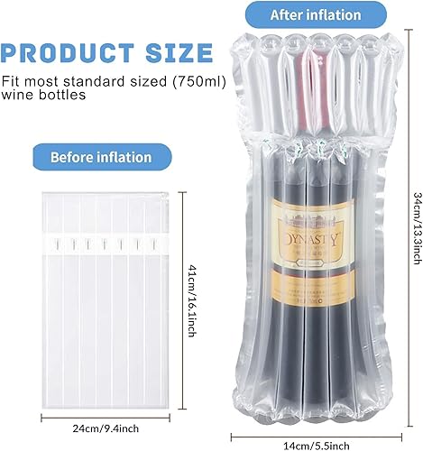 Protections pour Bouteilles de Vin,8 Pcs Emballage de Bouteilles de Vin Protection de Bouteille de Sacs Réutilisables Colonne d'air Gonflable pour Un Emballage et Un Transport Sûrs - Nail Gallerys