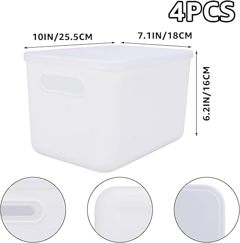 WOPPLXY Lot de 4 boîtes de rangement empilables en plastique durable avec couvercle pour bureau, salle de bain, cuisine, maison et bureau Blanc 6,5 l - Nail Gallerys