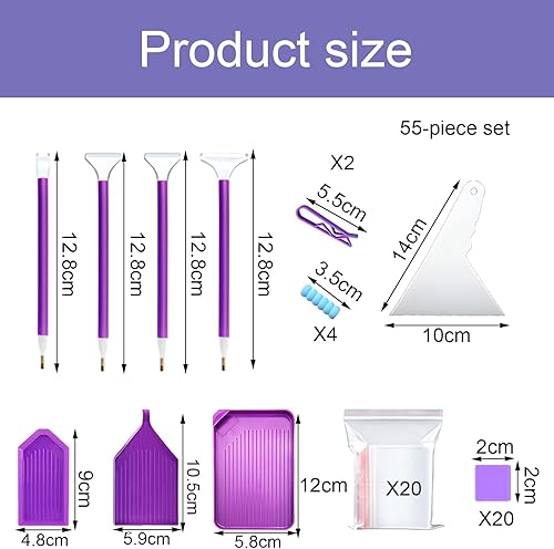 JCUGSBS Outils de Peinture Diamant,55 pcs Accessoires de Diamond Painting，Diamond painting accessoires - Nail Gallerys
