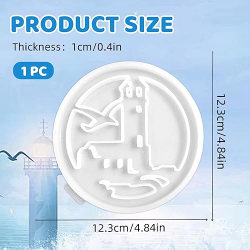 Irikdescia Moules en silicone de qualité supérieure - Bougeoir en silicone avec motif phare et mouette - Moules en plâtre maritime pour couler - Nouveauté photophore - Nail Gallerys