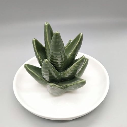 LIFKOME Cactus Anneau Titulaire Plat pour Bijoux en Céramique Succulente De Bijoux en Céramique Succulente Porte-Anneaux Organisateur Affichage Décoratif Bibelot Plat pour La - Nail Gallerys