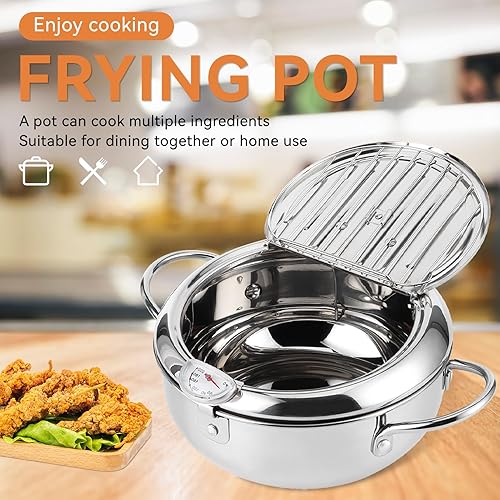Marmite à frire japonaise, Marmite Japonaise, Mini marmite en Acier Inoxydable de Style Japonais, marmite à frire en acier inoxydable pour Tempura avec contrôle de température et égouttoir à huile - Nail Gallerys