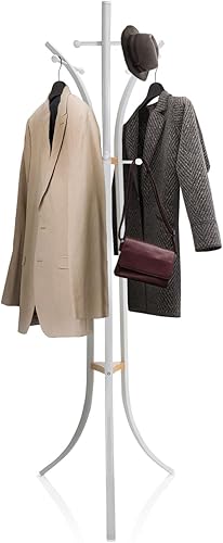 hjh OFFICE Portemanteau en Métal 176 cm Space III Porte-vêtement avec 9 Crochets, Portant à vêtement d’entrée, pour vêtements, Manteaux Chapeaux, Blanc - Nail Gallerys