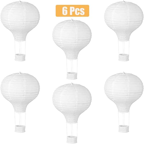 Srcasy 6 Pièces Lanterne Montgolfière Papier, Lanterne en Papier Montgolfière Blanche, Suspendre Lampions Montgolfière, pour Fête de Mariage, Centre Commercial, Décoration Artisanale - Nail Gallerys