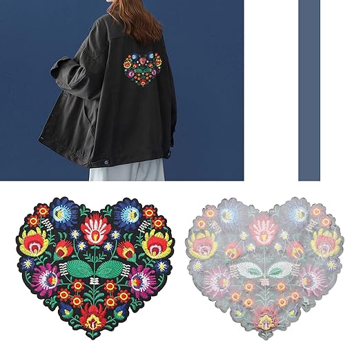 Create idea 2pcs Patchs Brodés en forme de coeur Fleur Broderie Appliques Patchs Vêtements Appliques Brodés Décoratifs pour Bricolage Vêtements Vestes Couture Artisanat - Nail Gallerys