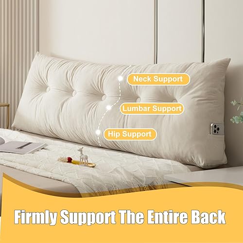 GYCF Coussin de Dossier,Coussin Compensé Adapté pour Lit Canapé,Gros Coussin Canapé Triangulaire Support Lombaire Oreiller Cale Dos Tête de Lit Repos Soutien Lombaire,Light Grey,200 * 40 * 12CM - Nail Gallerys