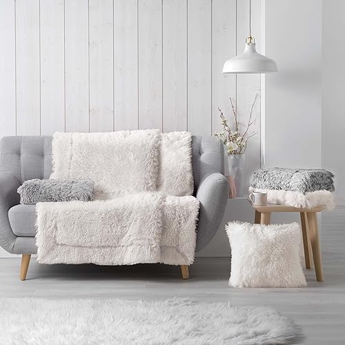 Douceur d'Intérieur, Housse de Coussin (40 x 40 cm) Marilou Naturel, Imitation Fourrure - Nail Gallerys