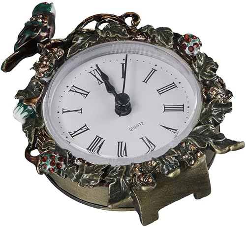 Benytro Horloge de table analogique rétro avec oiseaux en émail pour salon et chambre à coucher - Nail Gallerys