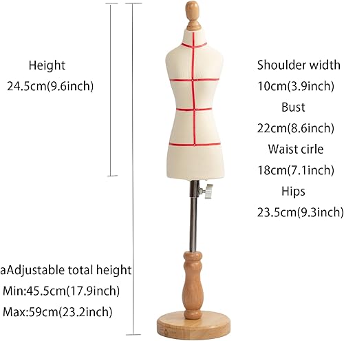 lavandeform Mannequin de couture féminin 1/3 (taille adulte). Les aiguilles peuvent être piquées dans le mannequin de couture. (1/3) - Nail Gallerys