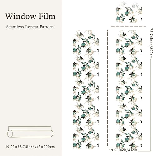 funlife Film fenetre Anti Regard, Fleurs dorées Double Face Film electrostatique vitre, Réutilisable dépoli fenetre Convient pour Les Cuisines, Les salles de Bains, Les Chambres à Coucher 43X200CM - Nail Gallerys