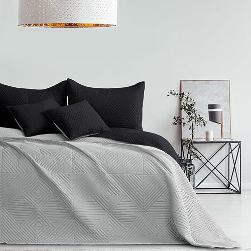 RESTILO Couvre-lit 260 x 280 cm crème beige clair Jeté de lit double face surpiqué ultrasonique en polyester Softa - Nail Gallerys