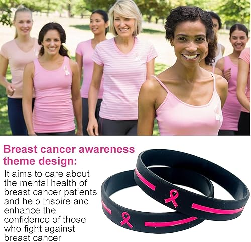 Shenrongtong Sensibilisation au Cancer du Sein Ruban Sensibilisation au Cancer du Sein Bracelets en Silicone Cadeaux Sensibilisation au Cancer du Sein Articles fête Faveurs - Nail Gallerys