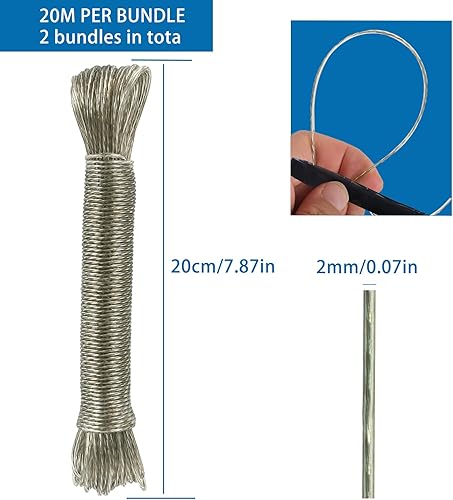 Corde à Linge MJFENDAI de 20 m avec Noyau en Acier, Résistant à la Rouille et à l'Eau, Pour la Maison, le Jardin, le Balcon, le Camping - Nail Gallerys