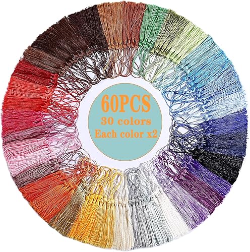 Lot de 60 marque-pages à pompons soyeux de 30 couleurs faites à la main pour la fabrication de bijoux - Nail Gallerys