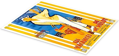 Les Vacances de monsieur Hulot Poster 50 x 70 cm Jaune Tableaux Décoration murale - Nail Gallerys