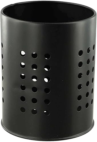 babominimer Porte-ustensiles en acier inoxydable, design aéré de ce porte-ustensiles, tube pour fourchettes, cuillères, spatule, décoration de cuisine (noir, moyen) - Nail Gallerys