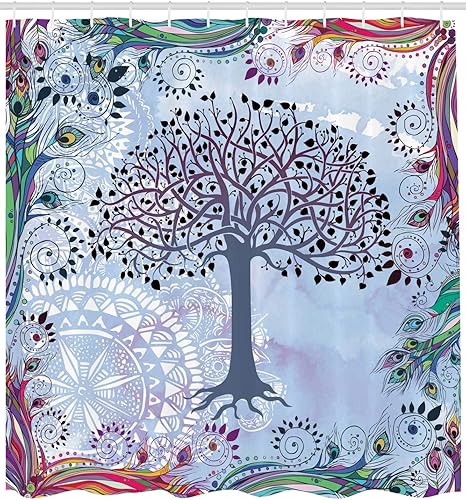 ABAKUHAUS Magnolia Rideau de Douche, Effet Double Exposition, Tissu Ensemble de Décor de Salle de Bain avec Crochets, 175 cm x 200 cm, Sombre Corail et Rose pâle - Nail Gallerys