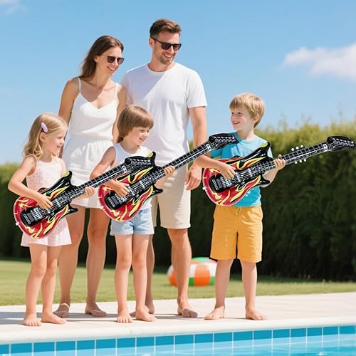 Guitare gonflable, 4 pièces Guitare gonflable rock adulte, 100cm Accessoires de guitare gonflables, instruments gonflables, instrument de musique rock pour fêtes à thème, carnaval, fête d'anniversaire - Nail Gallerys