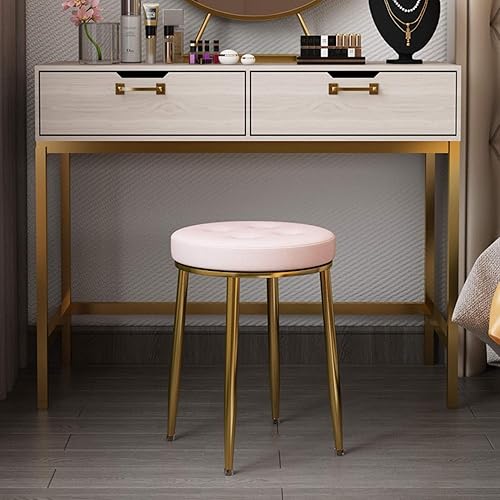 GOODBZ Tabourets de Coiffeuse Ronds pour Chambre à Coucher, Chaise de Maquillage en métal, Tabouret à Langer créatif, Tabouret de Salle à Manger Bas rembourré Doux, Facile à Installer - Nail Gallerys