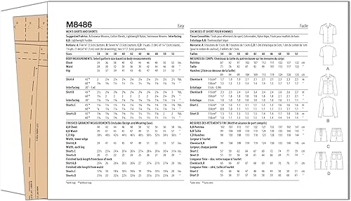 MCCALLS Patron de couture M8486BB Chemises et shorts pour hommes BB (44-46-48-50-52) - Nail Gallerys