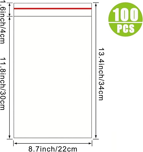 Lot de 100 sachets transparents auto-adhésifs - 22 x 34 cm - Format A4 - Qualité alimentaire - Pour biscuits, cartes, photos - Nail Gallerys