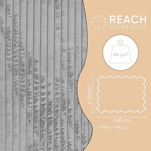 DreamRoots Tissu Velours Côtelé de 380 g/m² 140 cm de large - Rouleau Tissu Velours Ameublement Cool Gray - Nail Gallerys